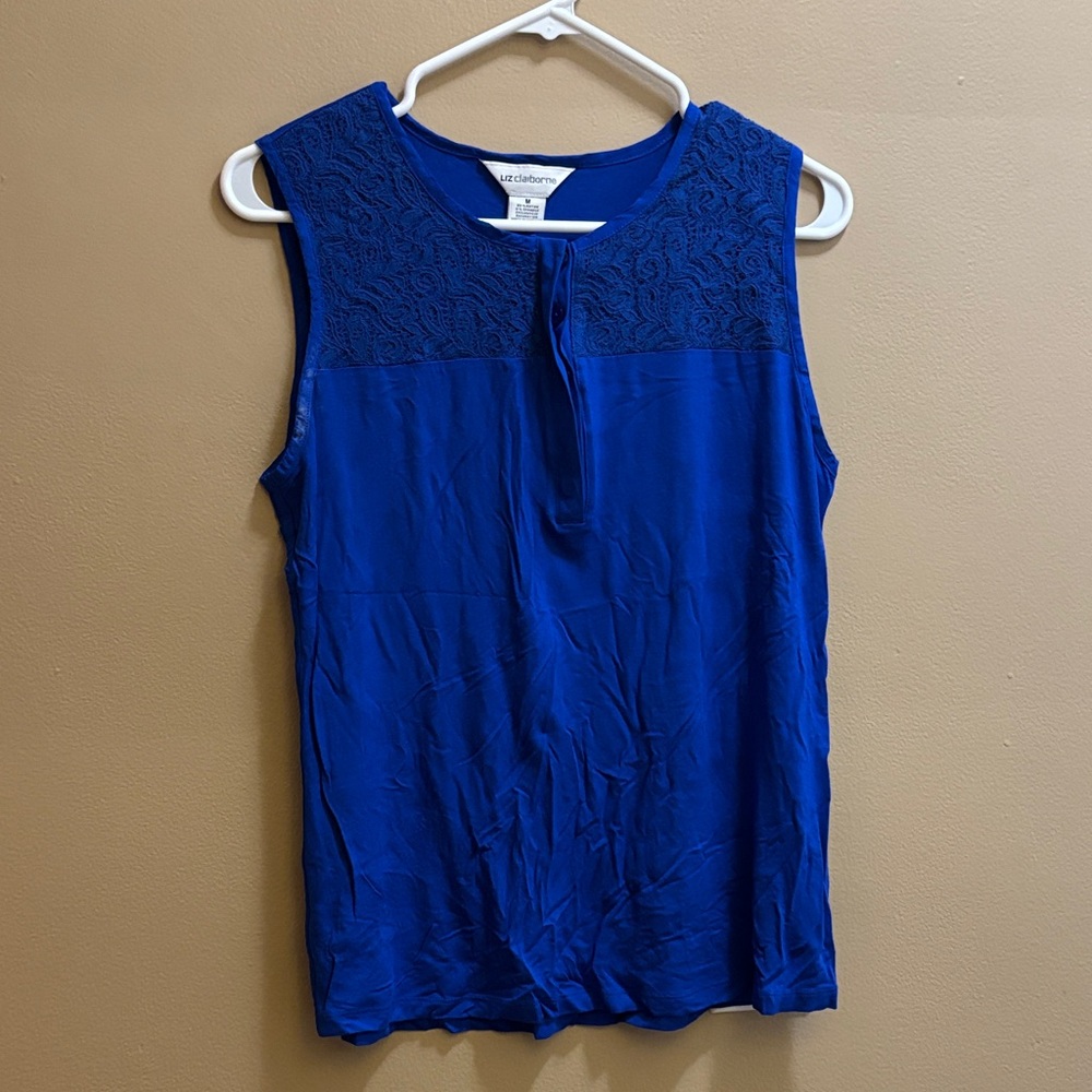 Liz Claiborne Cobalt Blue Sleeveless Blouse